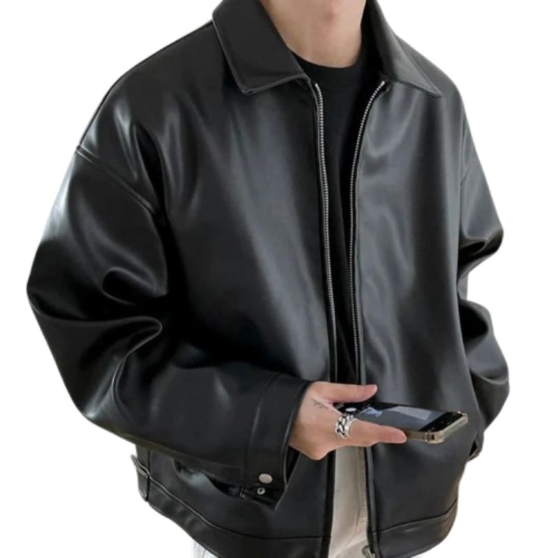 Deandre Oversized Faux Leather Bomber Jacket_1