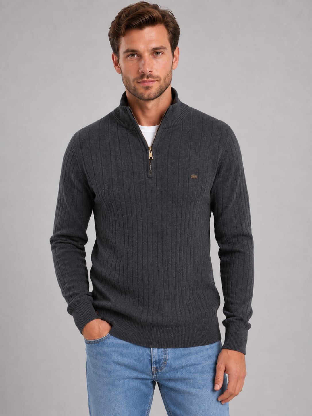 Sebastian Cotton Quarter Zip Sweater_6