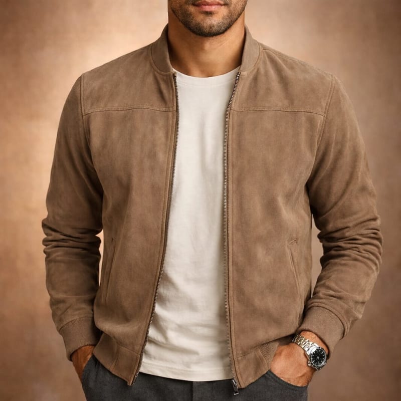 Daniel Lightweight Faux Suede Bomber Jacket_1