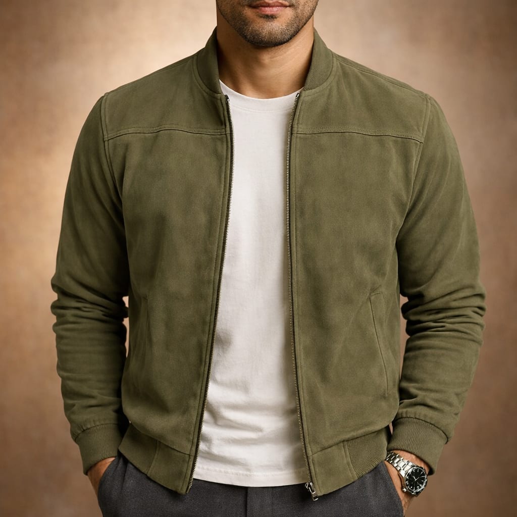Daniel Lightweight Faux Suede Bomber Jacket_2