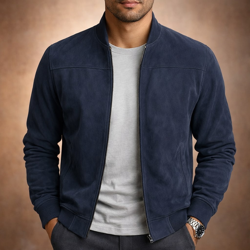 Daniel Lightweight Faux Suede Bomber Jacket_3