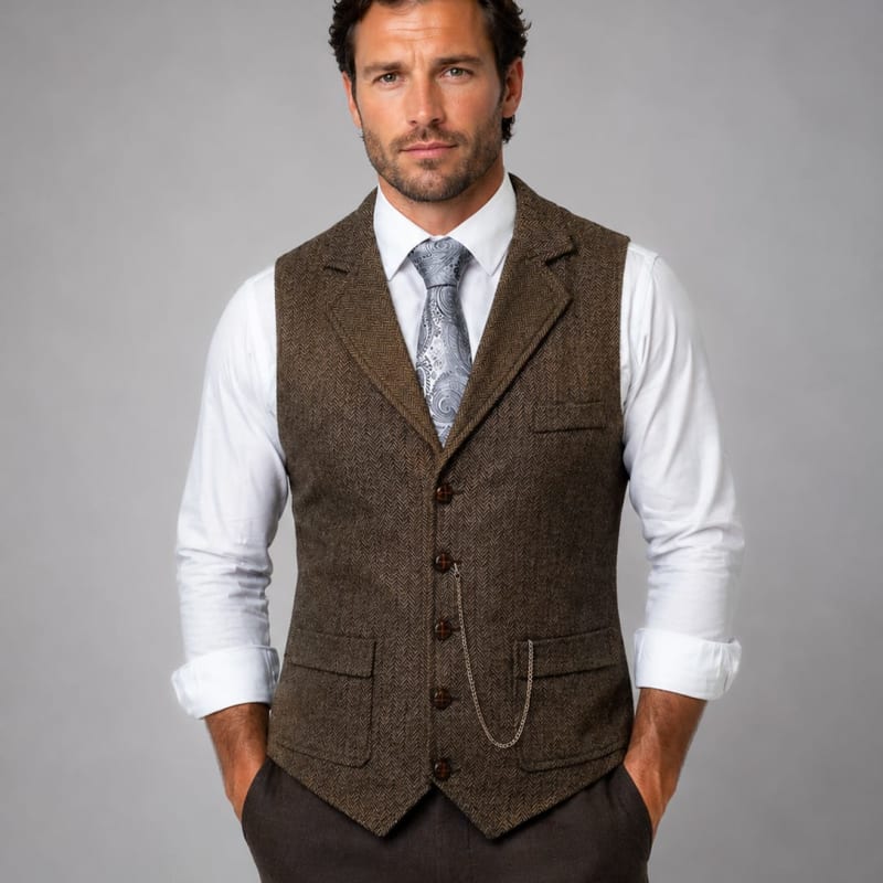 Lucian Herringbone Tailored Waistcoat_1