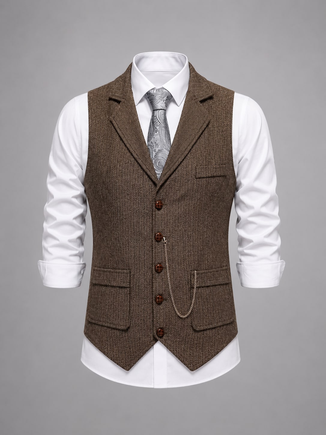 Lucian Herringbone Tailored Waistcoat_2