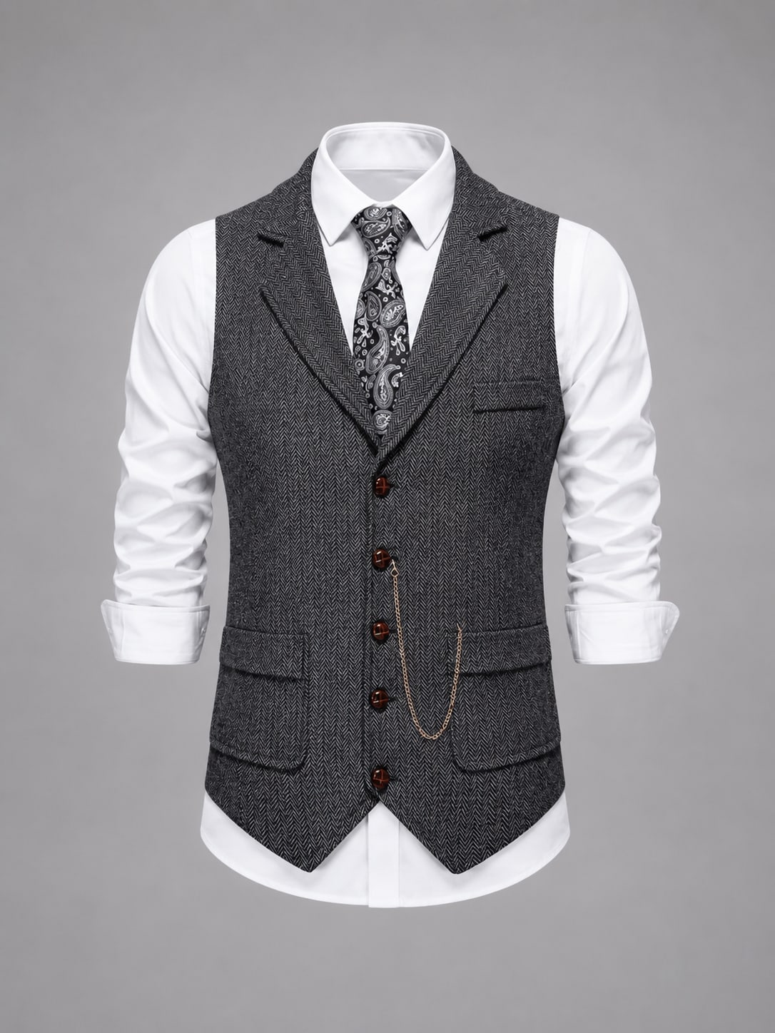 Lucian Herringbone Tailored Waistcoat_5