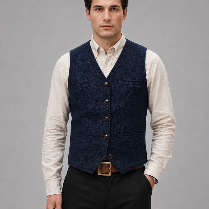 Idris Herringbone Tweed Waistcoat_1