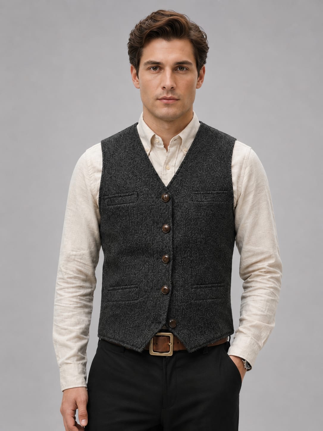 Idris Herringbone Tweed Waistcoat_4