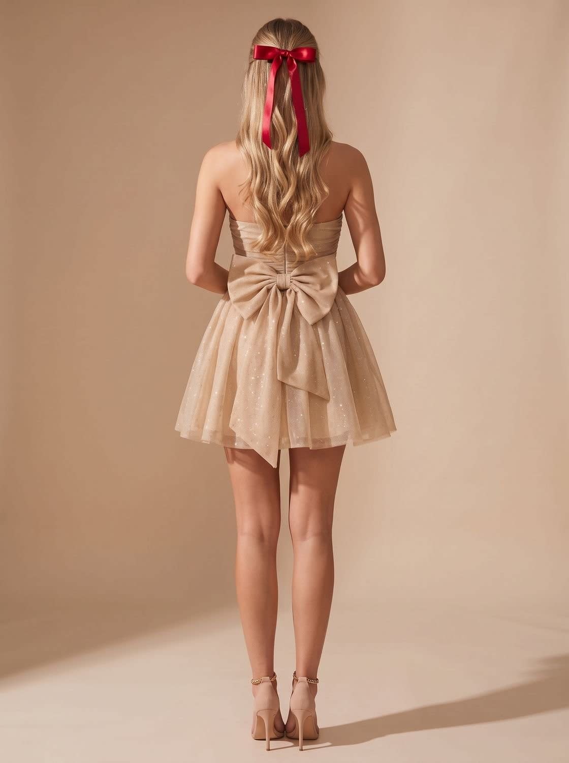 Amelie Glitter Strapless Christmas Party Mini Dress_4