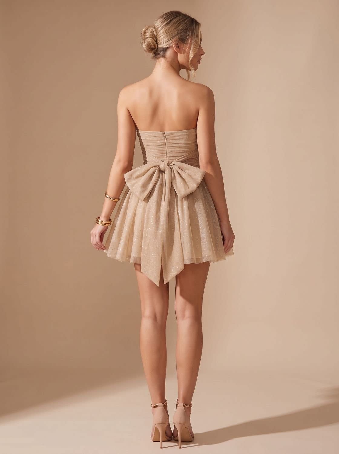 Amelie Glitter Strapless Christmas Party Mini Dress_5