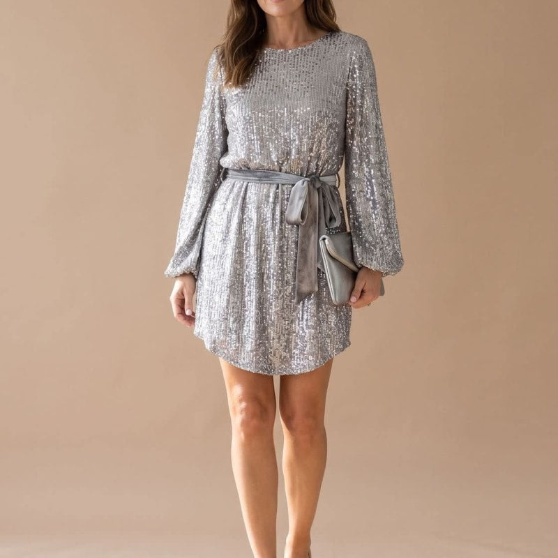 Magdalena Belted Sequin Party Mini Dress_1