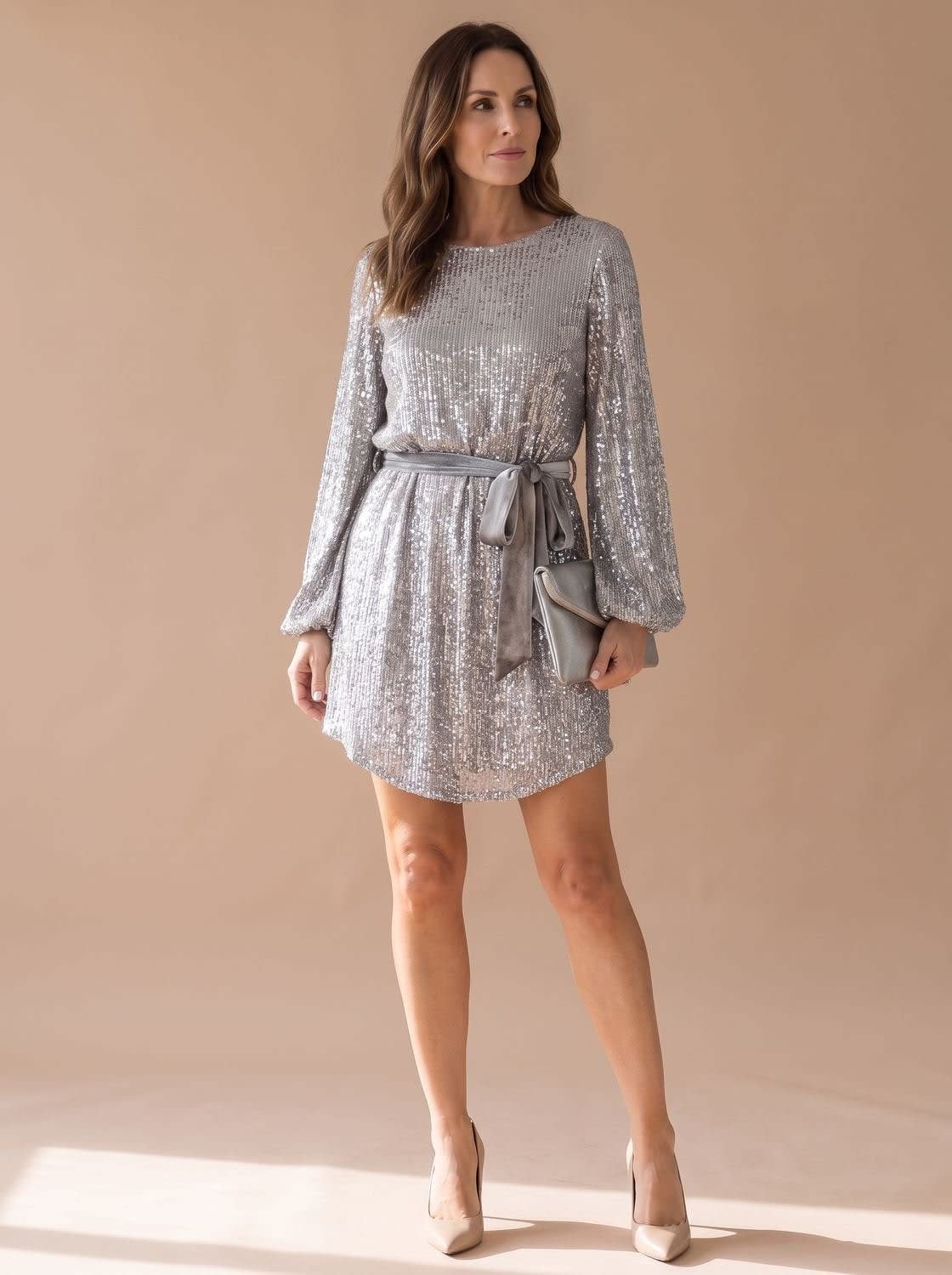 Magdalena Belted Sequin Party Mini Dress_4