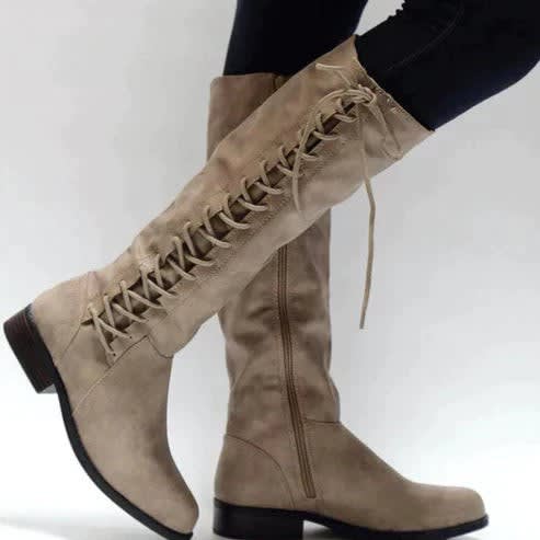 Jane Faux Leather Lace-Up Knee High Riding Boots_3