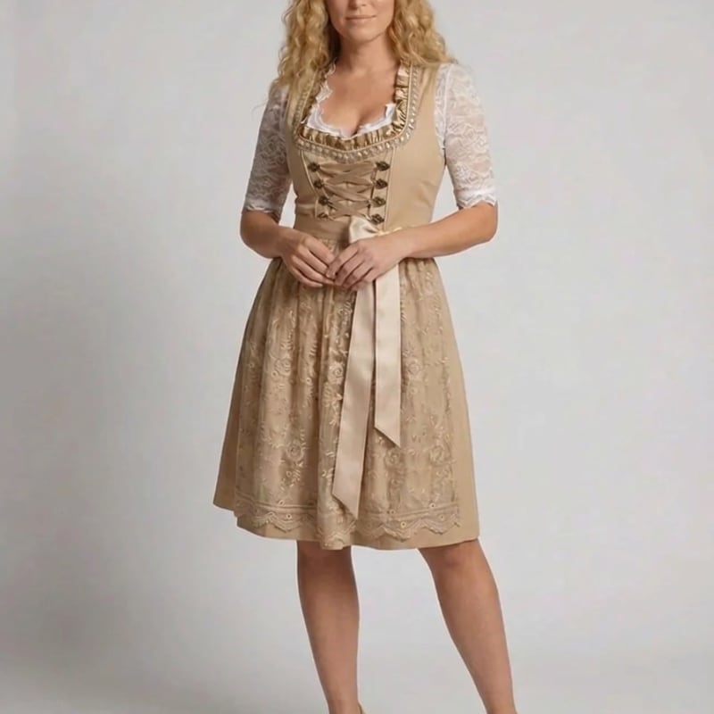 Elke Lace Trim Oktoberfest Dirndl Dress_1