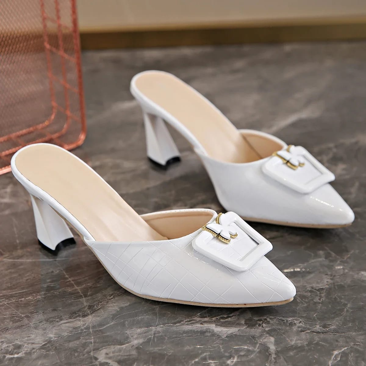 Lauretta Buckle Detail Pointed Toe Mules_2