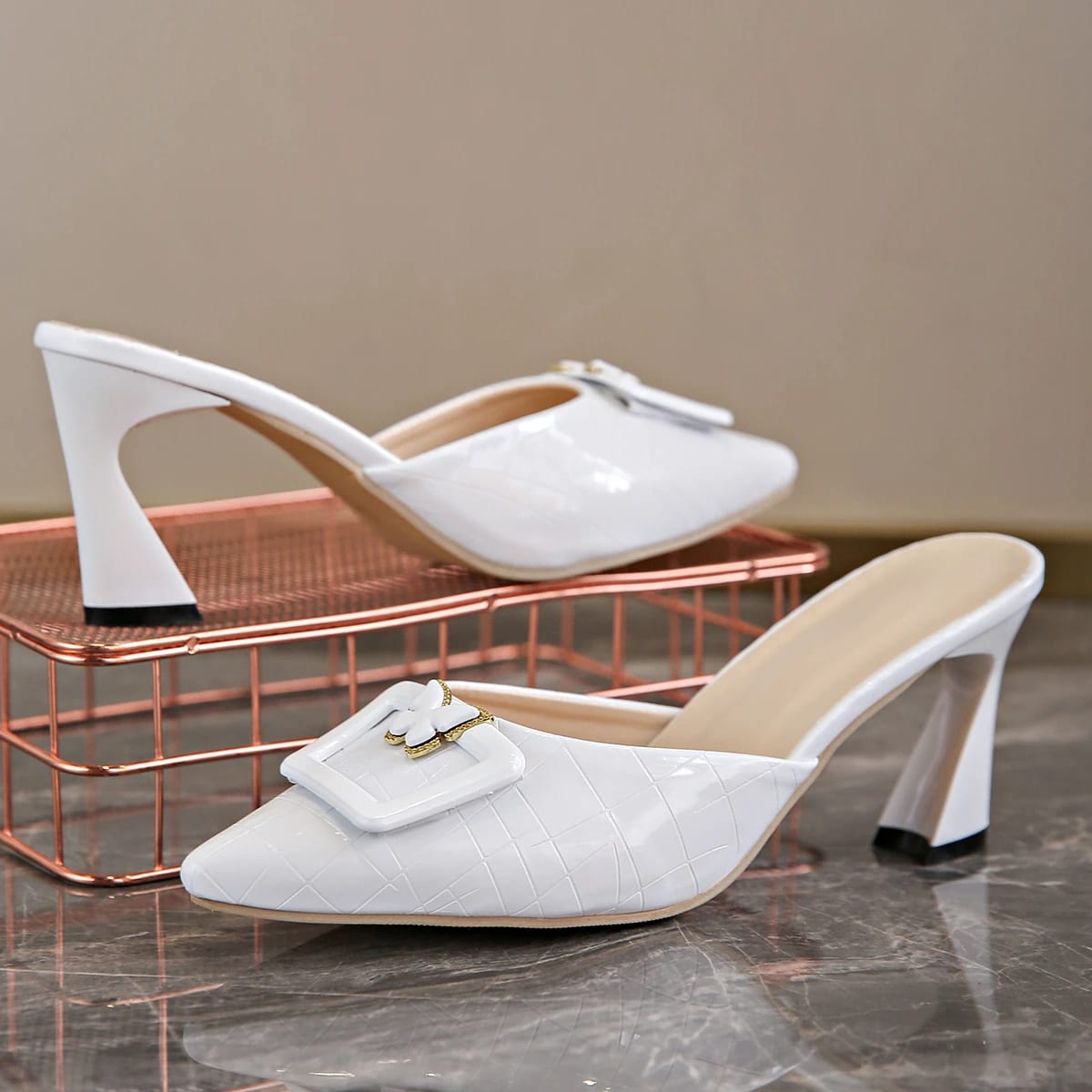 Lauretta Buckle Detail Pointed Toe Mules_5