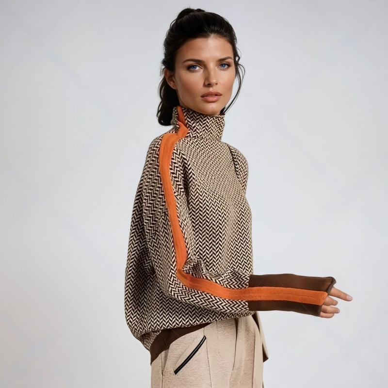 Maurine Herringbone Turtleneck Sweater_1
