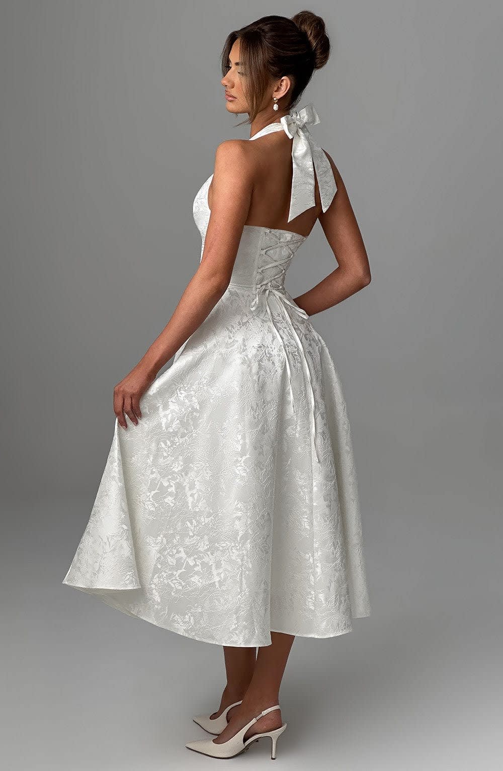 Hattie Halter Neck Corset Wedding Guest Midi Dress_5