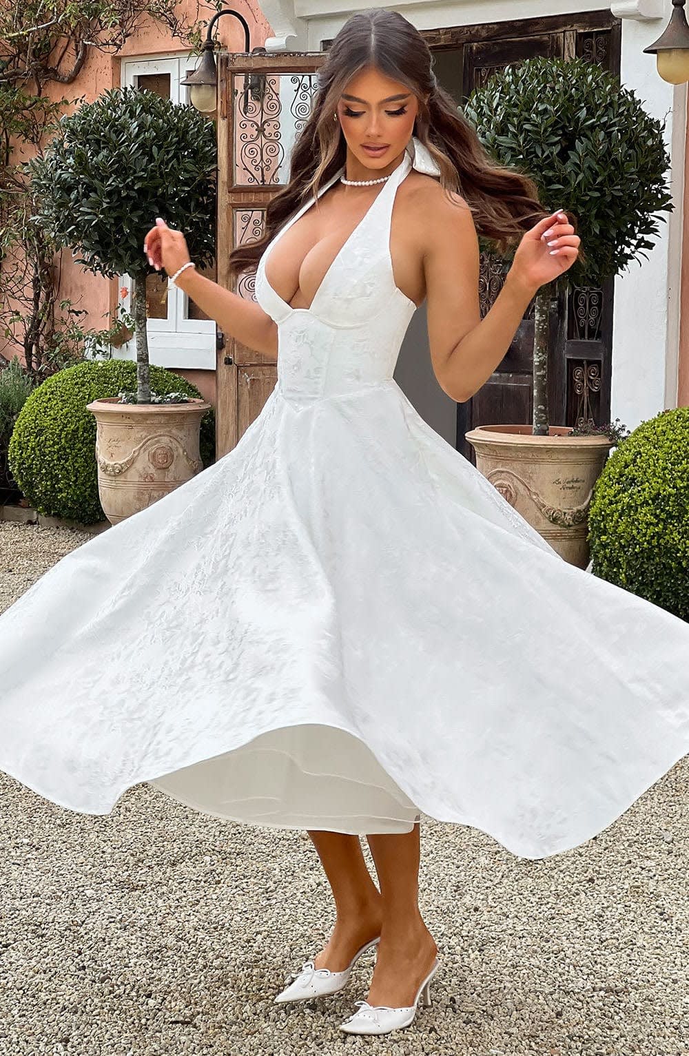 Hattie Halter Neck Corset Wedding Guest Midi Dress_9