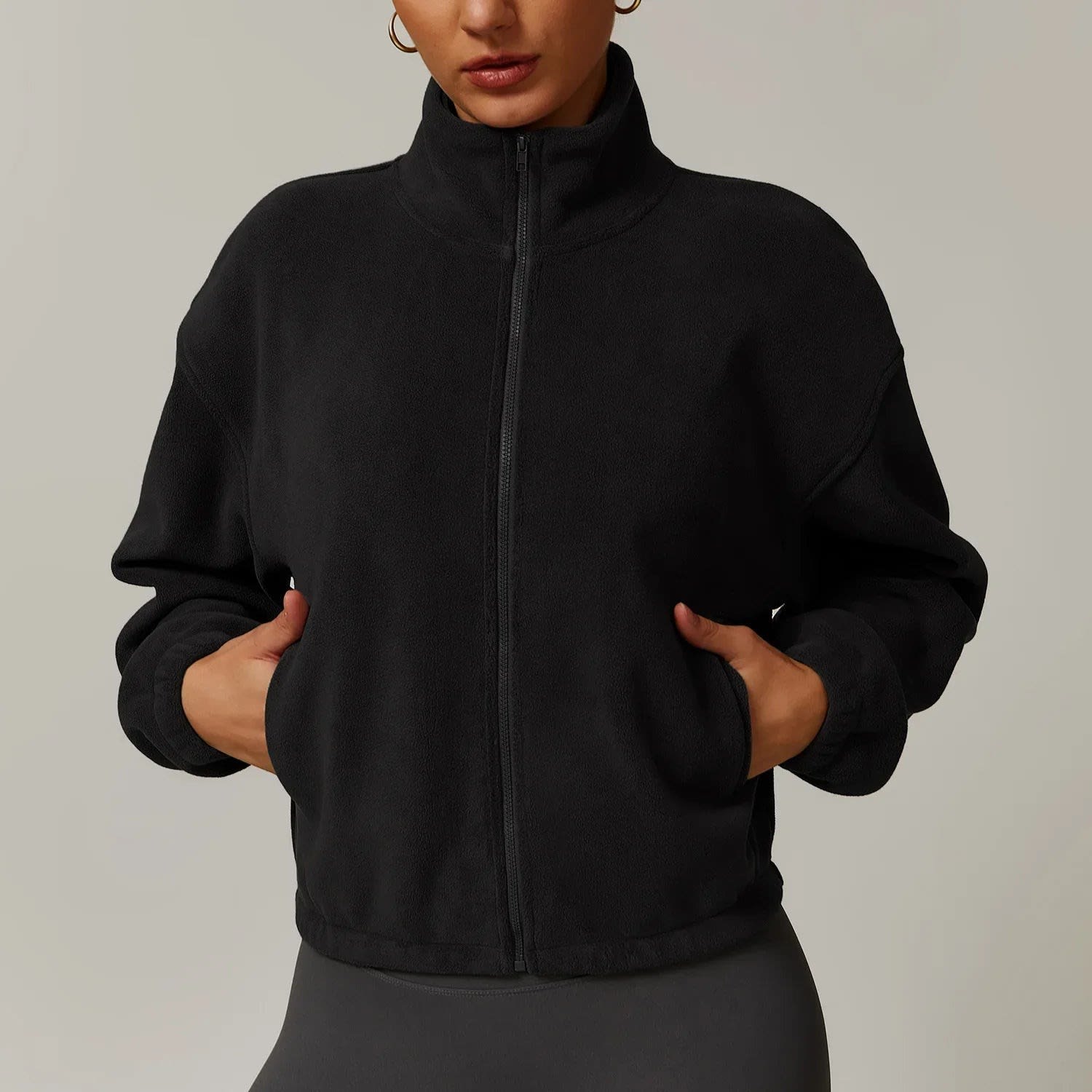 Marley Cropped Zip Up Fleece Jacket_10