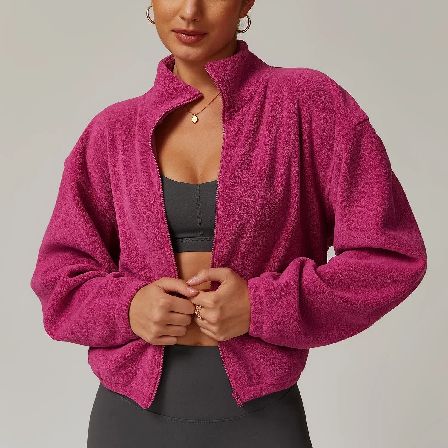 Marley Cropped Zip Up Fleece Jacket_2
