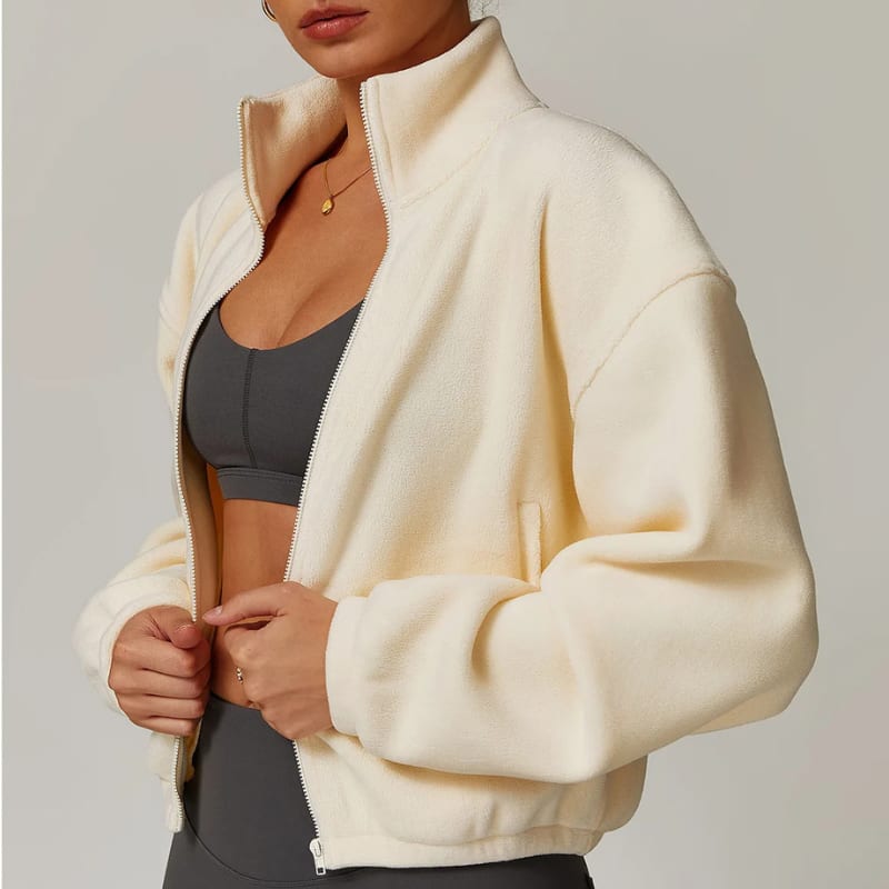 Marley Cropped Zip Up Fleece Jacket_8