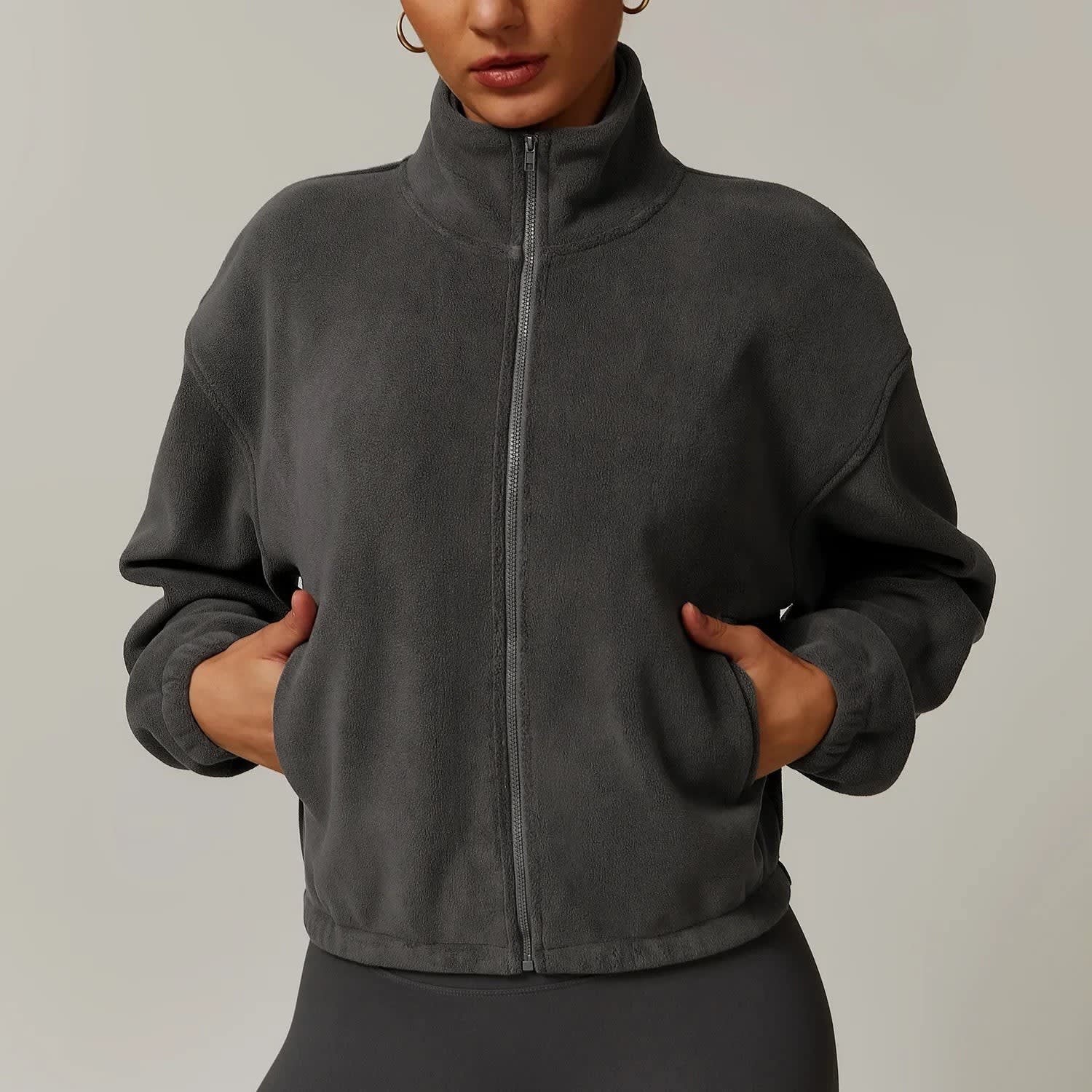 Marley Cropped Zip Up Fleece Jacket_9
