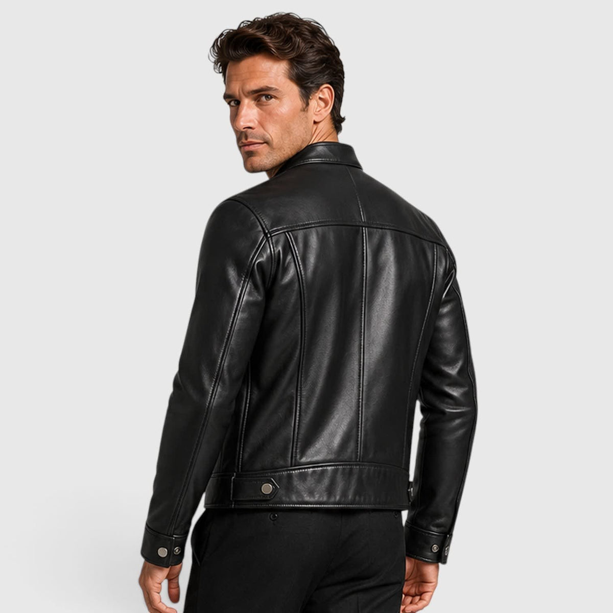 Tristan Genuine Leather Cafe Racer Jacket_7