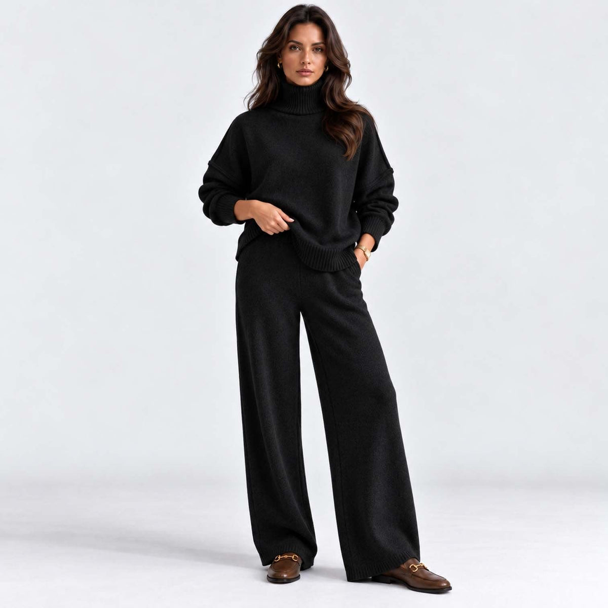 Lara Turtleneck Knit Two Piece Pants Set_13