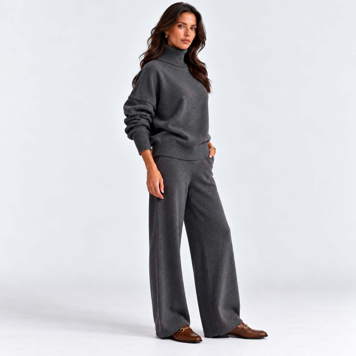 Lara Turtleneck Knit Two Piece Pants Set_21