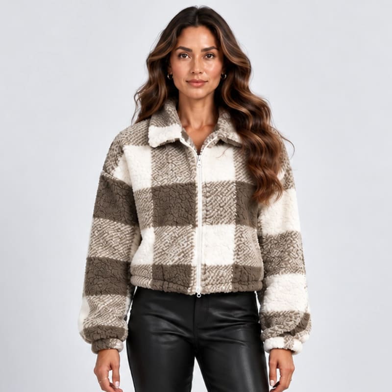 Lauren Cropped Plaid Teddy Jacket_1
