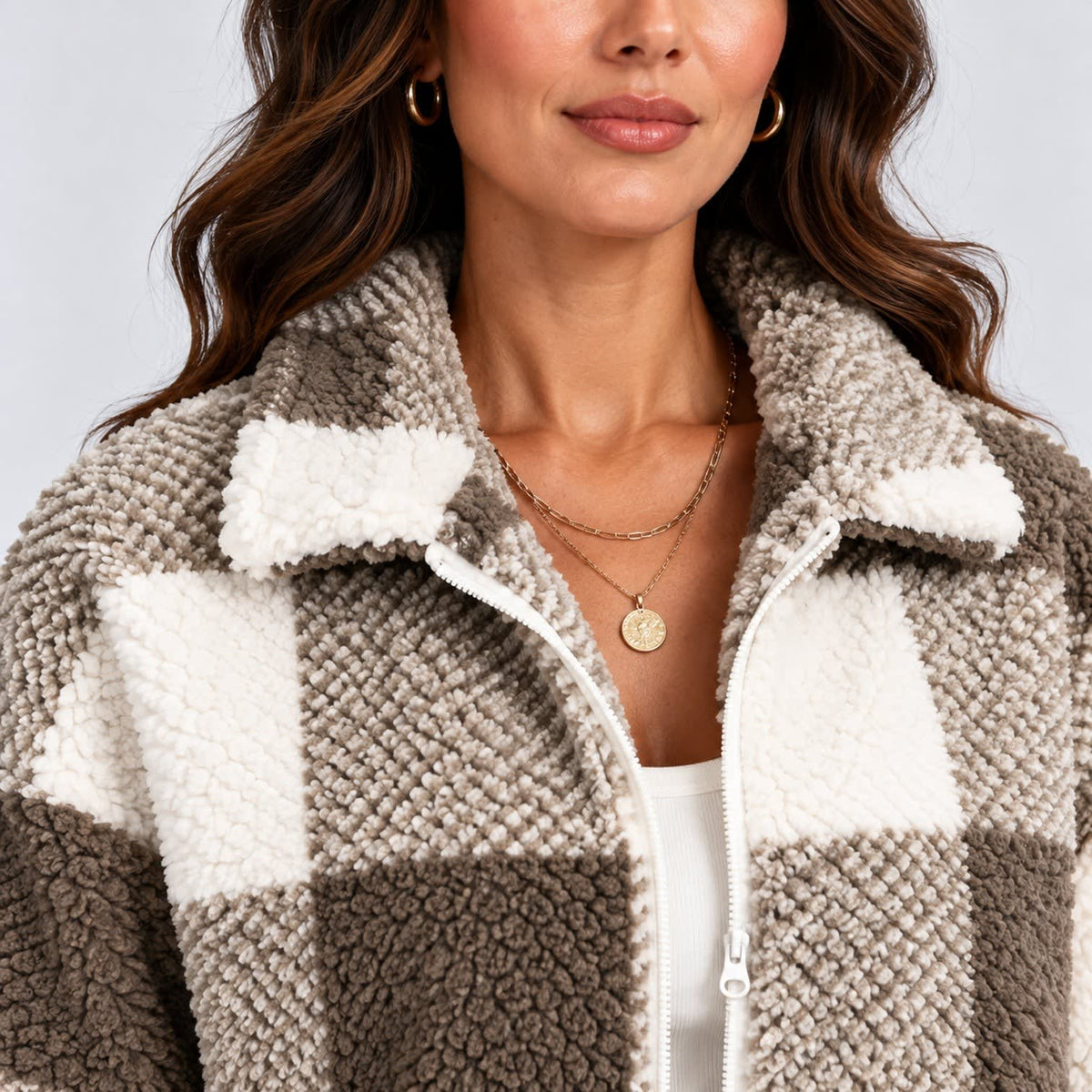 Lauren Cropped Plaid Teddy Jacket_6