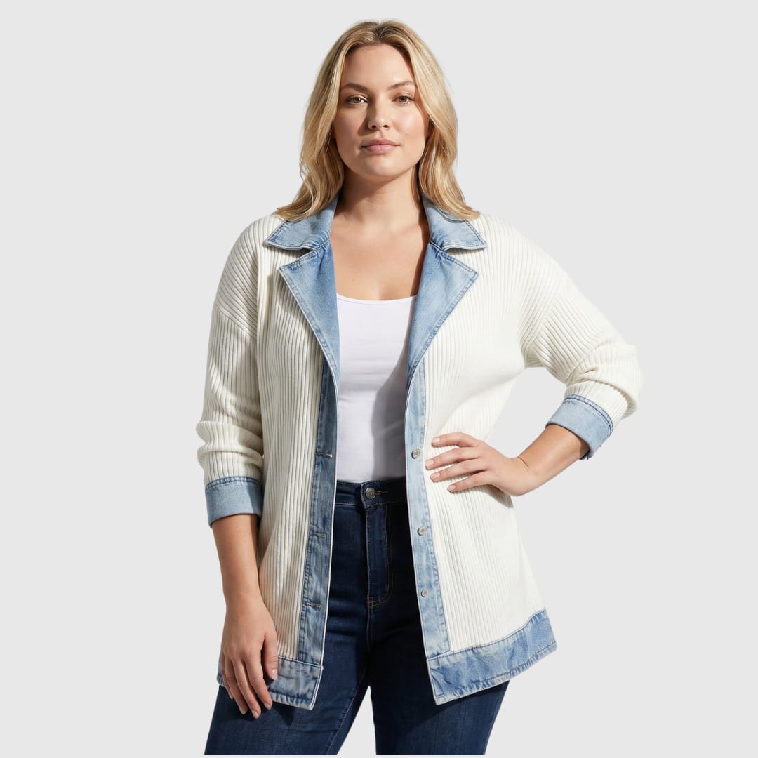 Cleo Denim Trim Ribbed Knit Jacket_8