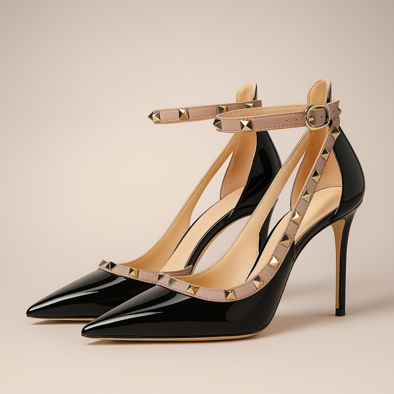 Martina Gold Studded Patent Pumps_1