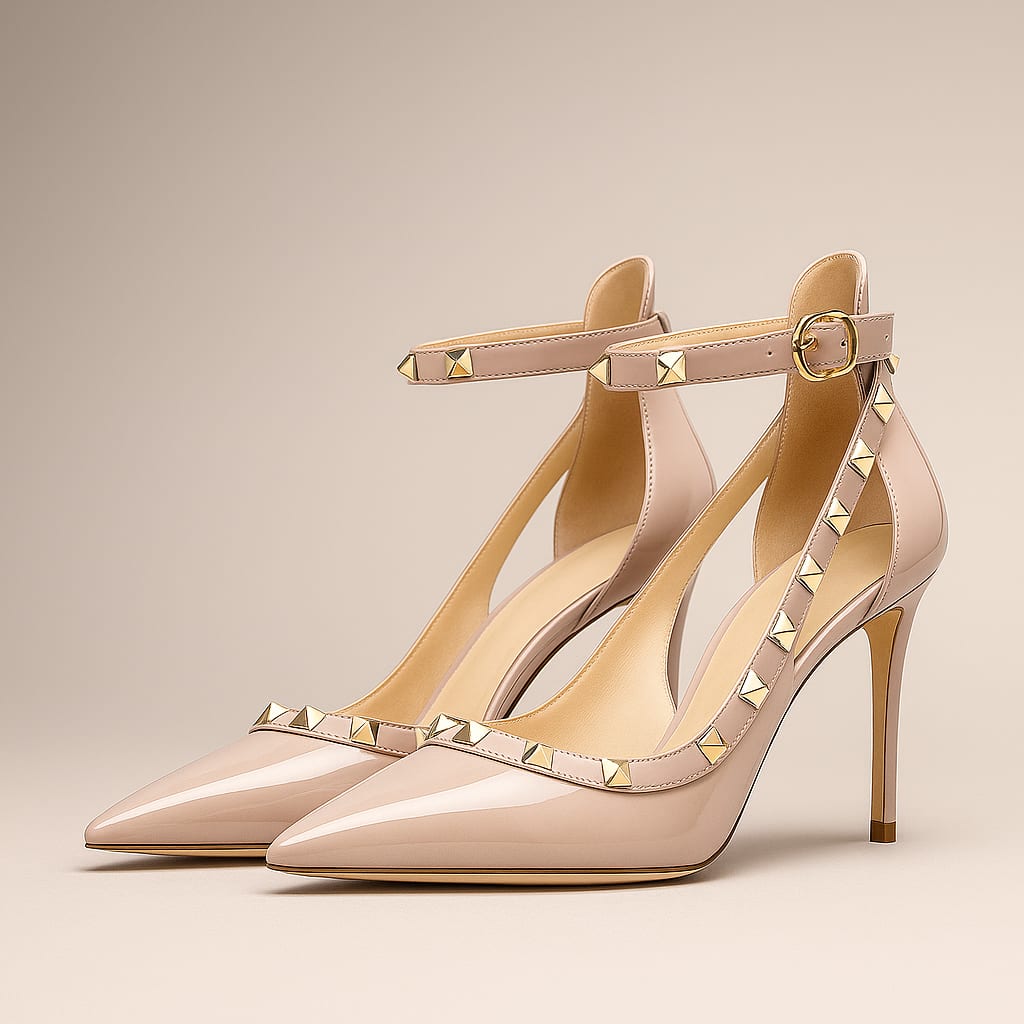 Martina Gold Studded Patent Pumps_3