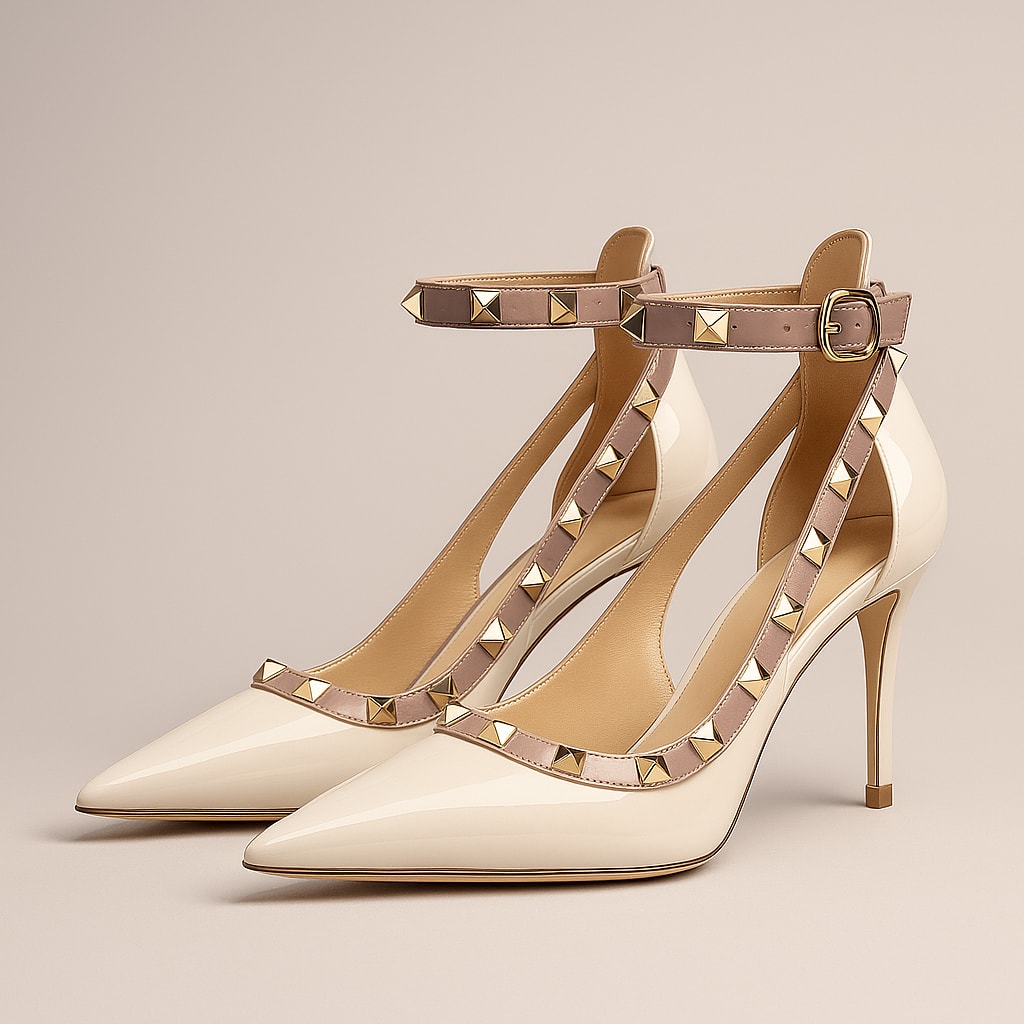 Martina Gold Studded Patent Pumps_5