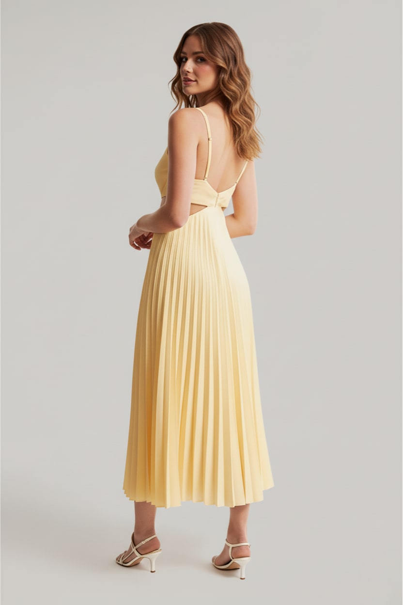 Gilda Flowy V-Neck Cutout Wedding Guest Midi Dress_3
