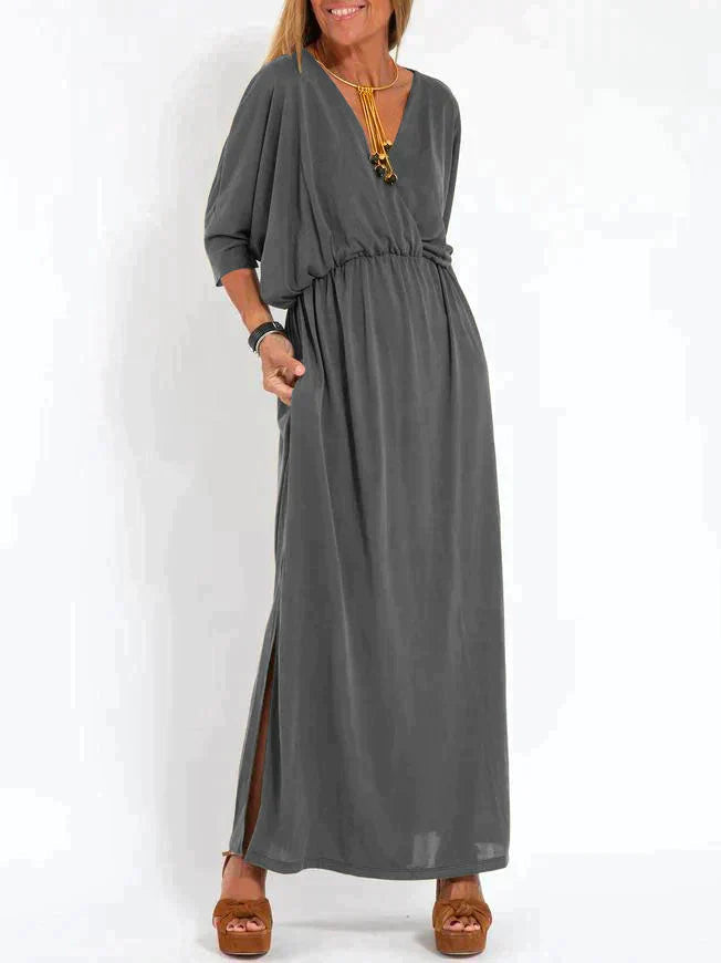 Ava V-Neck High-Slit Maxi Dress