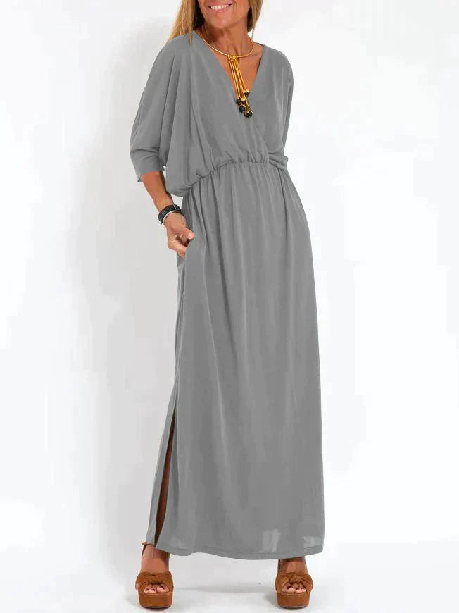 Ava V-Neck High-Slit Maxi Dress