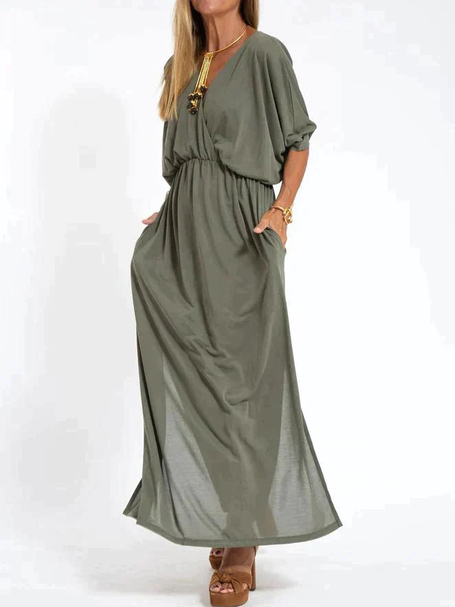 Ava V-Neck High-Slit Maxi Dress