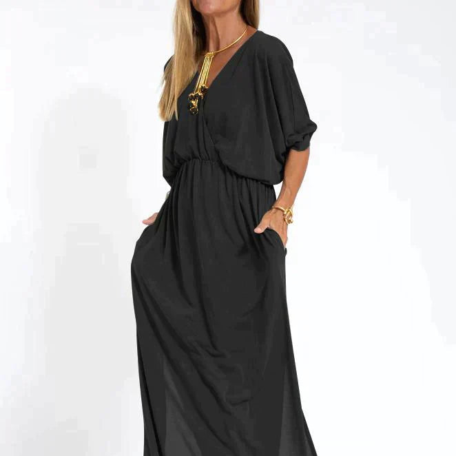 Ava V-Neck High-Slit Maxi Dress