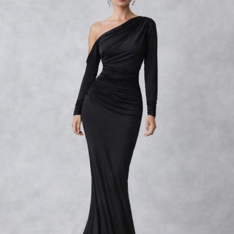 Amparo One Shoulder Ruched Maxi Dress_1