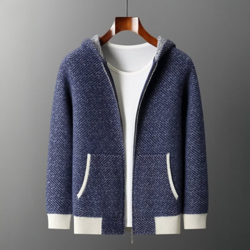 Landon Merino Wool Zip Up Hooded Sweater_1