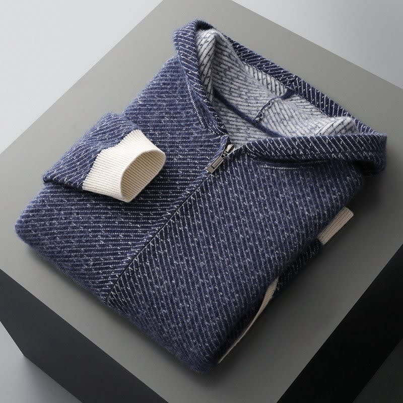 Landon Merino Wool Zip Up Hooded Sweater_5