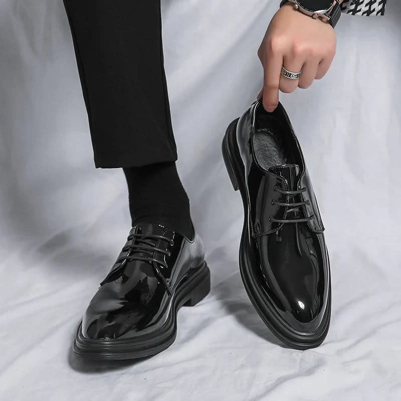 Emiliano Pointed Toe Lace-Up Derby Shoes_4