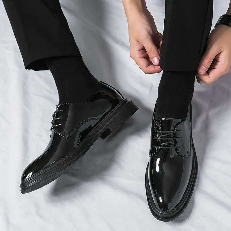 Emiliano Pointed Toe Lace-Up Derby Shoes_5