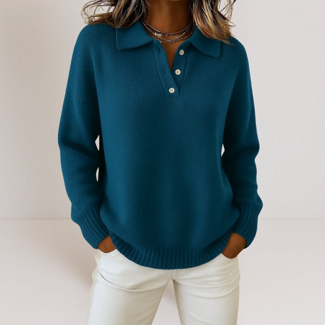 Pascale Ribbed Knit Polo Sweater_2