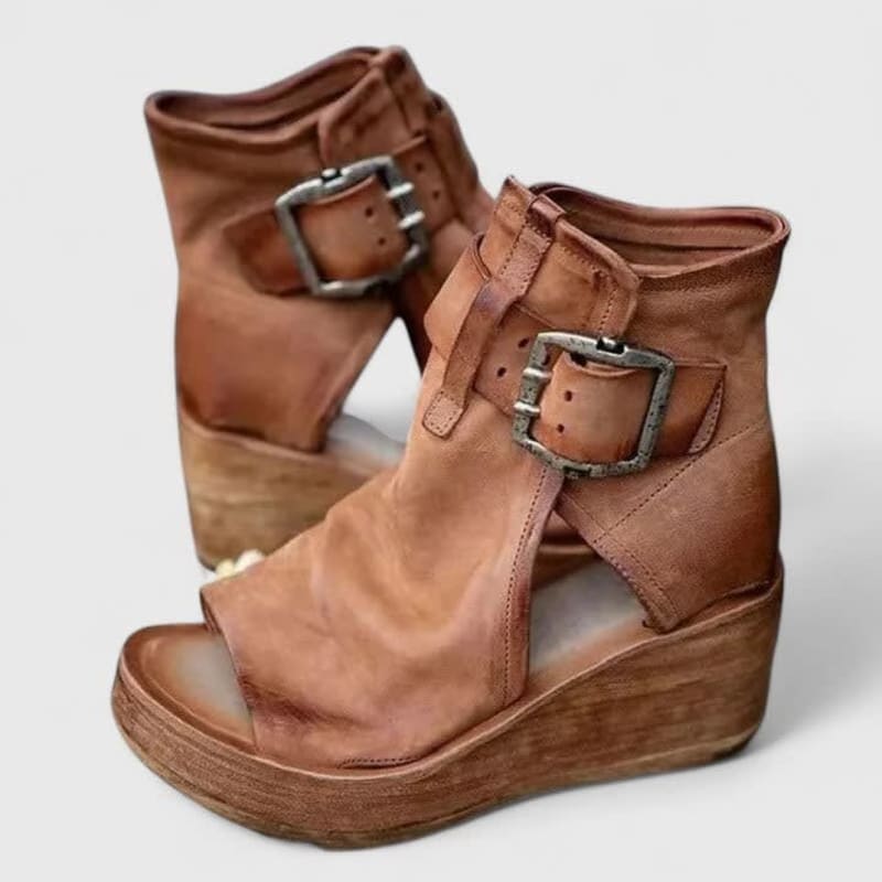 Alma Buckle Wedge Ankle Boots_1