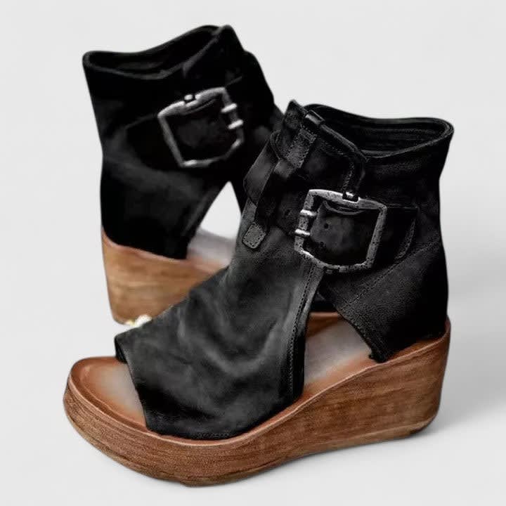 Alma Buckle Wedge Ankle Boots_2
