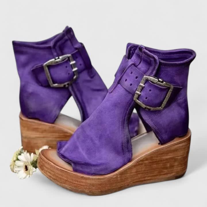 Alma Buckle Wedge Ankle Boots_3