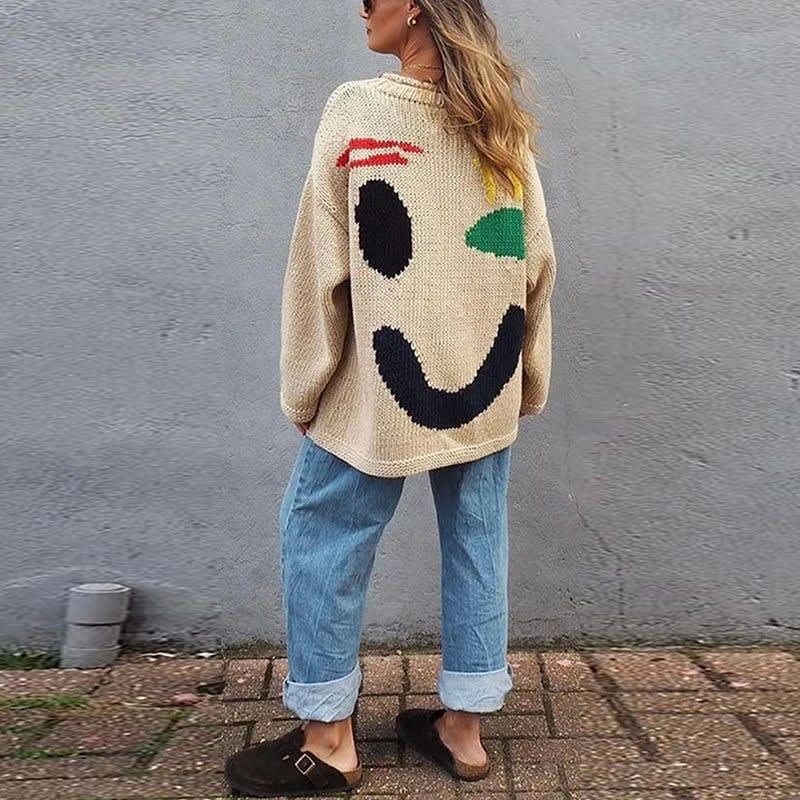 Presley Smiley Face Chunky Knit Sweater_2
