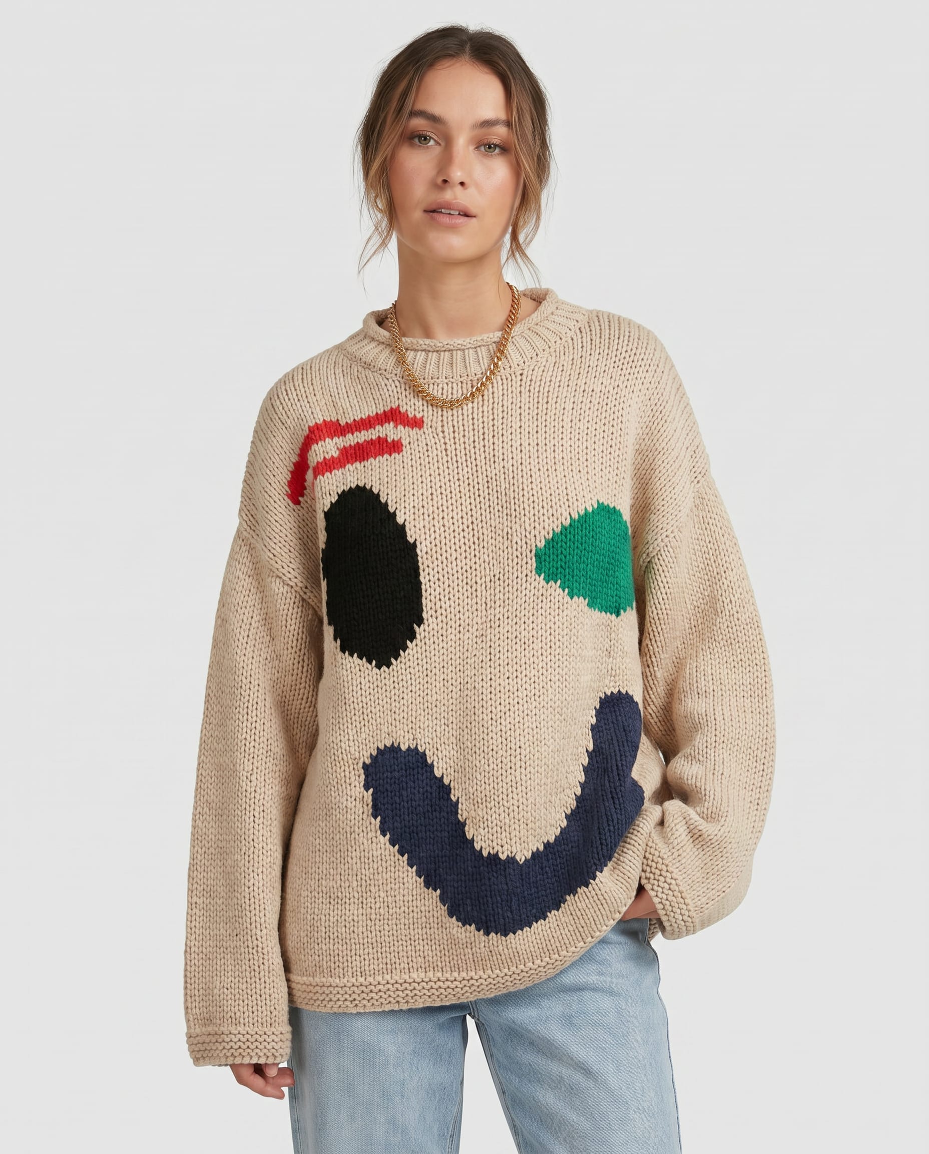 Presley Smiley Face Chunky Knit Sweater_3